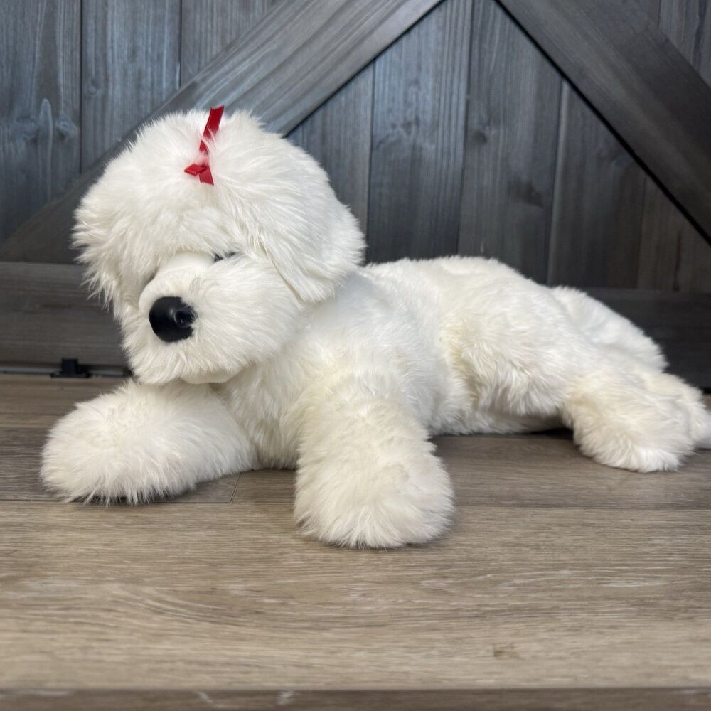 Vintage Douglas Cuddle Toys Plush Marcelle Bichon Frise Realistic White Dog 22”